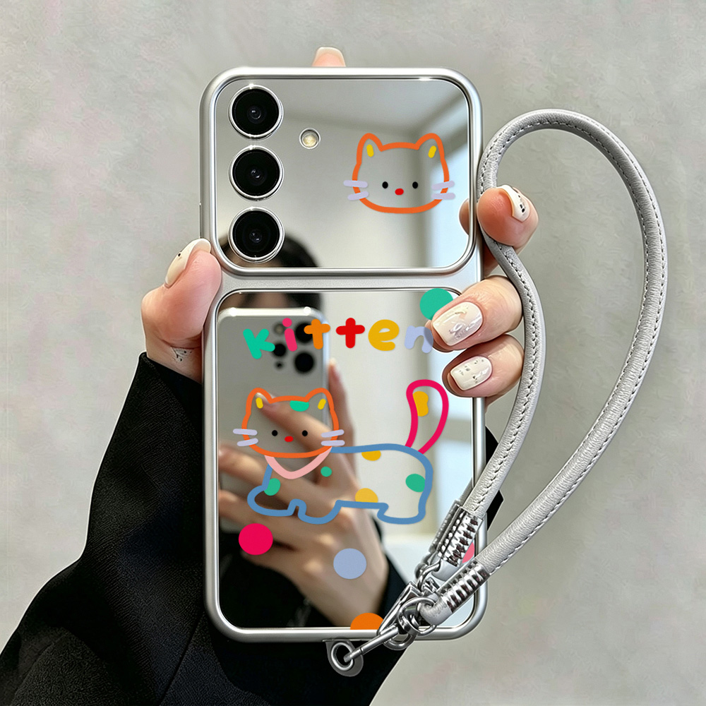 Phone Cases Galaxy A16 5G - Милый чехол-зеркало с изображением кота и